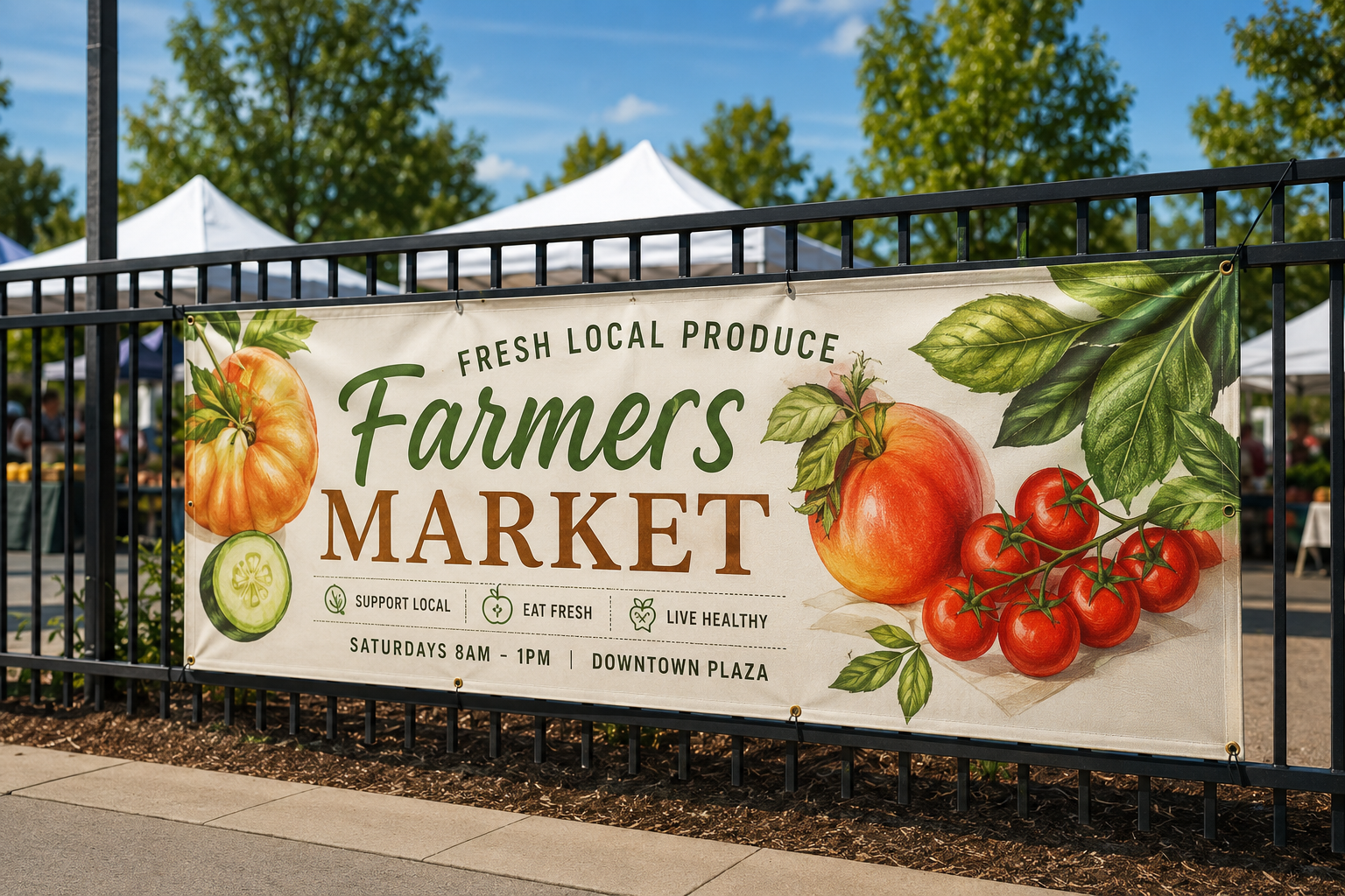 Fence banner printed for perimeter branding and outdoor visibility