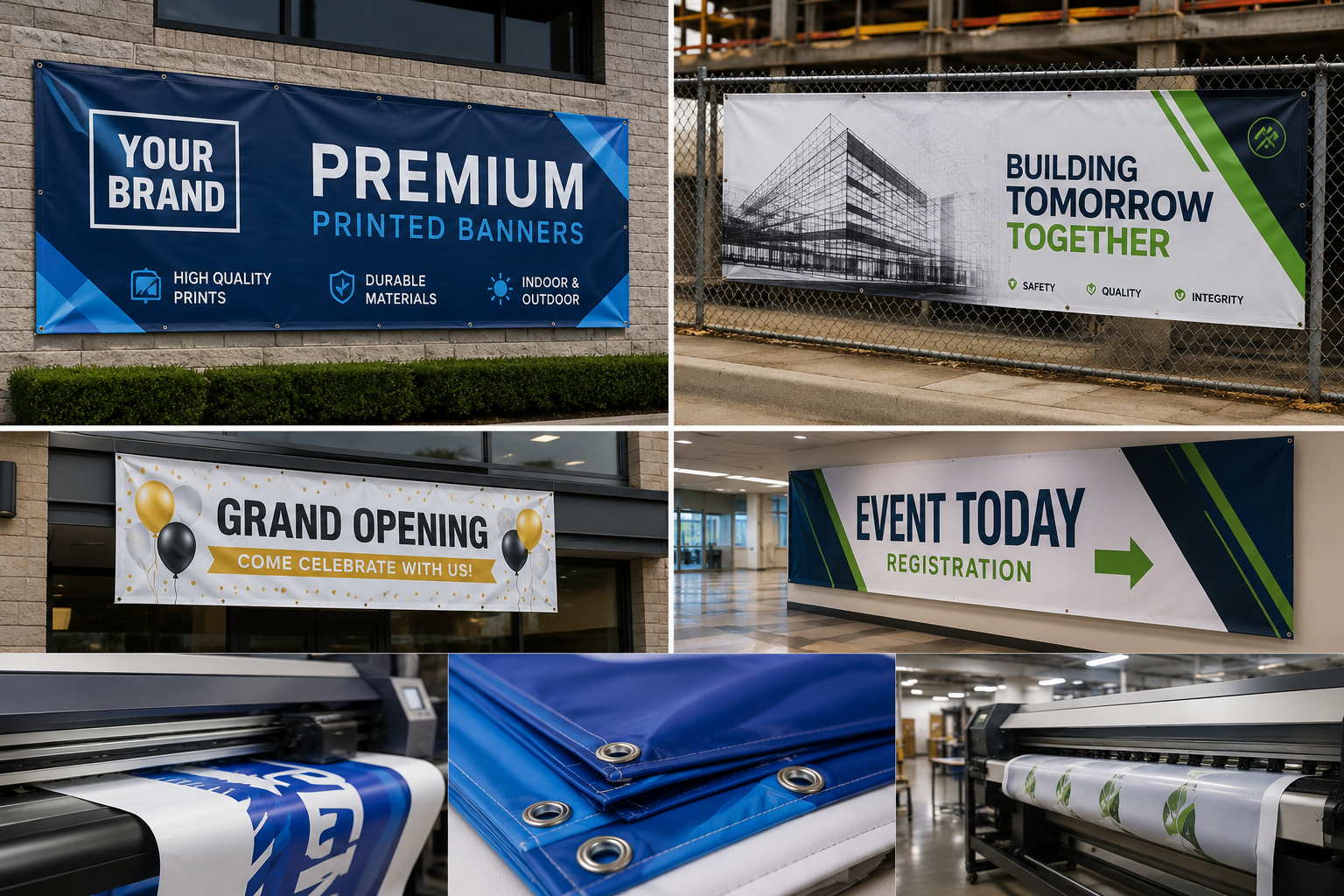 Custom banner display examples produced by American Banner Company