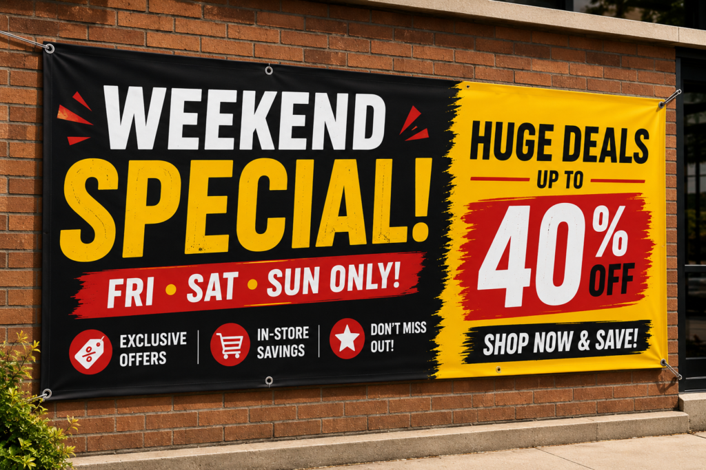 Weekend special promotional banner design for limited-time business offers